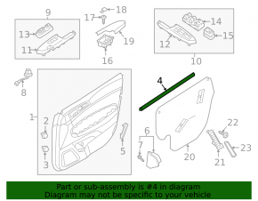 Inner glass seal for the front right door of a Kia Sportage 17-22
