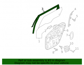Rear left glass seal Kia Sorento 16-17