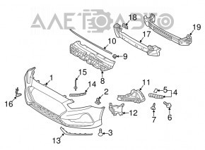 Front bumper mount right Hyundai Sonata 18-19 hybrid
