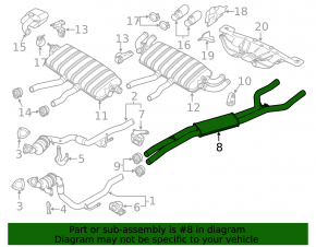 Exhaust line center section Porsche Cayenne 958 11-17 3.6