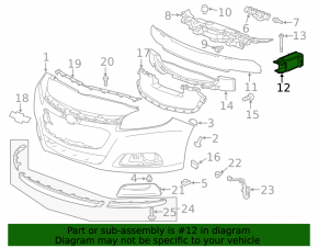 Front bumper reinforcement fang right Chevrolet Malibu 13-16