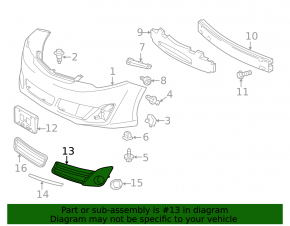 Front bumper grille left Toyota Camry v50 12-14 usa SE under fog lights