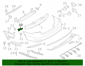 Rear bumper mount under the right light VW Jetta 15-18 USA broken guide