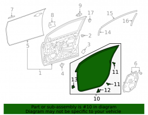 Front left door seal for Toyota Prius 50 16-21