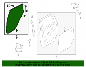 Rear left door seal Nissan Versa Note 13-19