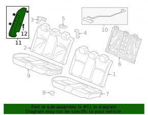 Honda Civic XI FE/FL 22-26 4d black, scratched, left rear seat side trim