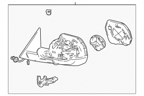 Left side mirror assembly for Toyota Tundra 22-26, 15 pins, without cover, auto-dimming, BSM, with camera