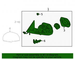 Left side mirror assembly for Toyota Tundra 22-26, 15 pins, without cover, auto-dimming, BSM, with camera