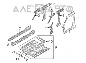 Body pillar central right Ford Flex 09-19