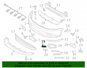 Molding of the right grille of the front bumper, upper VW Jetta 15-18 USA GLI
