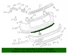 Rear bumper molding central VW Tiguan 18-21 black