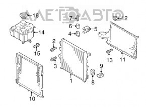 Radiator mount lower left VW Touareg 11-17 3.6
