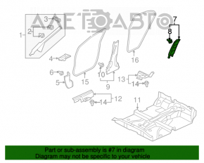 Left center pillar trim, upper belt, Honda Civic 4D 06-09