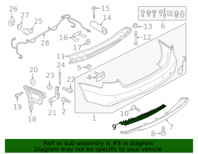 Rear bumper lip mount right Audi A4 B8 13-16 rest