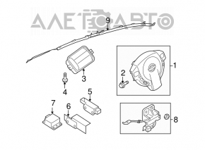 Passenger airbag in the dashboard of a Nissan Sentra 2007-2012