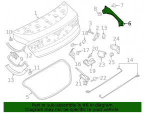 Trunk lid trim right Lincoln MKZ 13-20 on the body