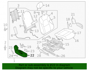Right side passenger seat trim for Mazda CX-5 19-22, black, electric, worn