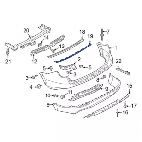 Rear bumper molding Ford Explorer 20-24 chrome, Platinum
