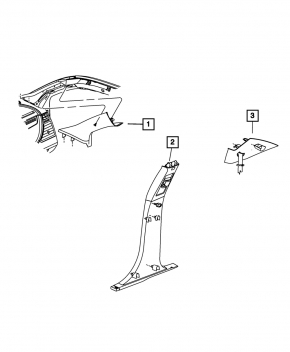 Upper Left Rear Pillar Trim Chrysler 200 11-14 Black