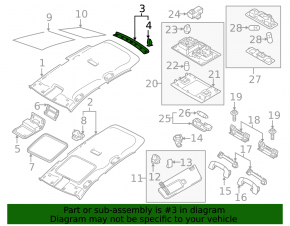 Rear ceiling trim VW Golf 15-21 gray