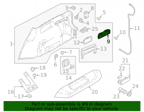 Rear seat folding lever left VW Tiguan 18- black, for 2 rows, without cable