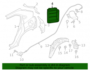 Right ventilation shield Mitsubishi Outlander 14-22