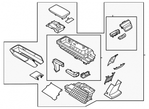 Frame of the upper center console trim for the Nissan Ariya 23-25 with runners and motor