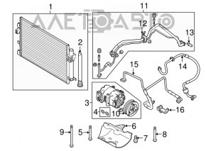 Air conditioning condenser-compressor pipe for Ford Focus mk3 11-16 2.0 Dorest