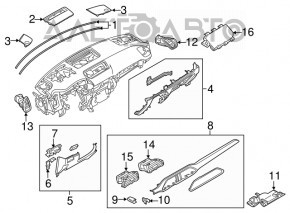 Right dashboard air duct deflector Mazda CX-9 16- gray, scratch