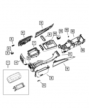 Console center armrest Dodge Durango 11-13 beige, Citadel