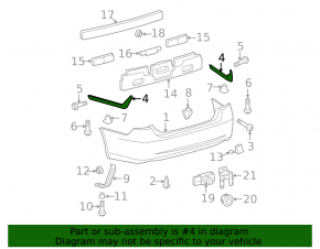Rear bumper mount left long Lexus ES350 07-12