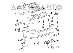Rear bumper mount left long Lexus ES350 07-12