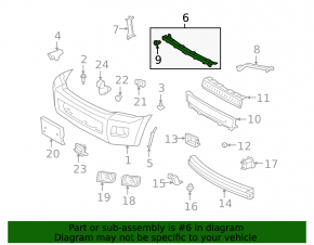 Front bumper mounting strip central Toyota Sequoia 08-16