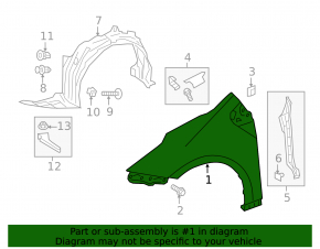 Front left wing Toyota Prius 50 16-