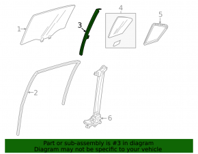 Right rear door window guide for a 13-17 Honda Accord