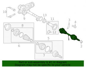 Drive axle shaft front left Audi Q7 4L 10-15