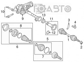 Drive axle shaft front left Audi Q7 4L 10-15