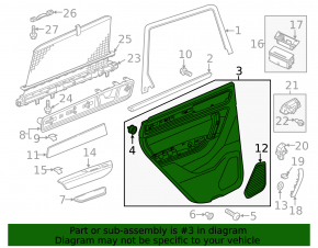 Door trim card rear left VW Touareg 11-14 leather black, without curtain