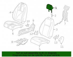Headrest front right Honda Civic X FC 16-21 4d cloth black
