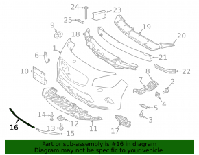 Molding front bumper central Mercedes CLA 17-19 chrome
