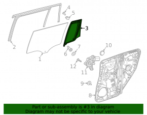Mercedes X247 GLB 20-26 rear left triangle door glass tinted