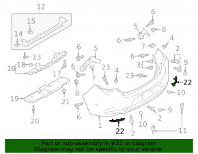 Rear bumper reflector left Mazda 3 19- 4d
