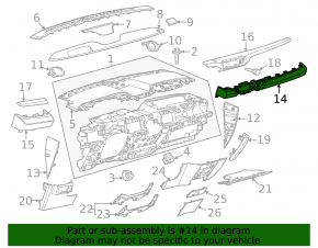 Front panel trim right Ford Mustang Mach-E 21-26 black leather, cut