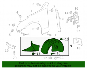 Front right fender liner for Cadillac ATS 13-14