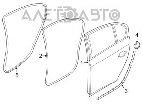 Bare rear right door BMW 5 F10 11-16 blue A89, bump, paint drips