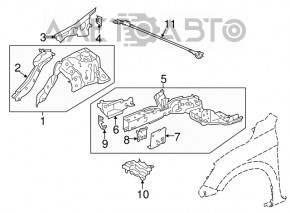 Side member front left Honda Accord 13-17