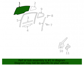 Glass door rear right Lexus ES350 07-12 scratches