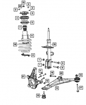 Shock absorber front right Dodge Grand Caravan 11-19