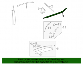 Chrome molding for the door and glass, central rear right, Lexus NX 22-25