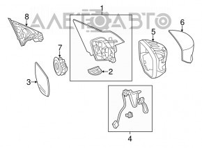 Right side mirror assembly for Honda Accord 2016-2017